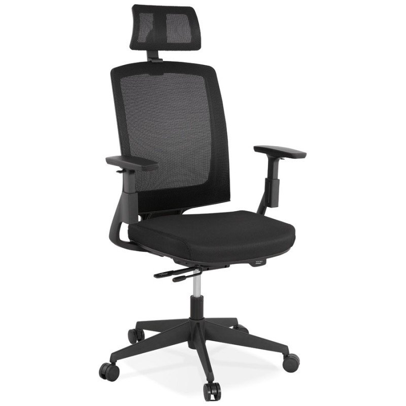 Silla de escritorio ergonómica KAORI (negro) asociarse con Sillas de oficina apilables para ahorrar espacio