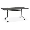 Table pliante sur roulettes  en bois pieds noirs SAYA (160x80 cm) (noir)