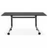 Table pliante sur roulettes  en bois pieds noirs SAYA (160x80 cm) (noir)