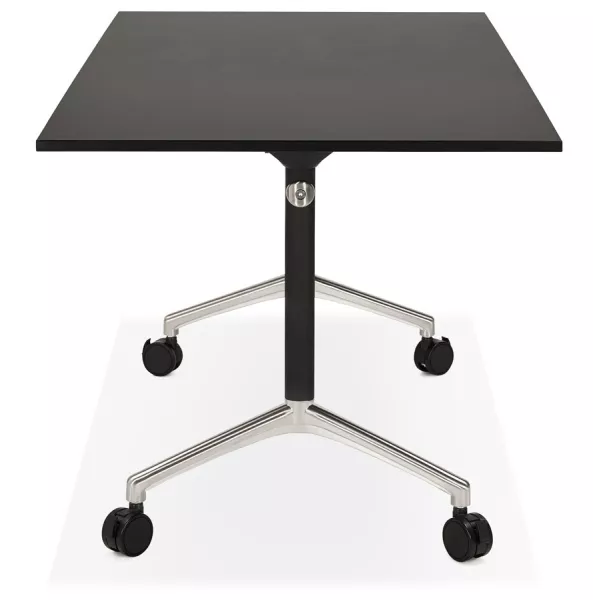 Table pliante sur roulettes  en bois pieds noirs SAYA (160x80 cm) (noir)