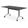 Table pliante sur roulettes  en bois pieds noirs SAYA (160x80 cm) (noir)