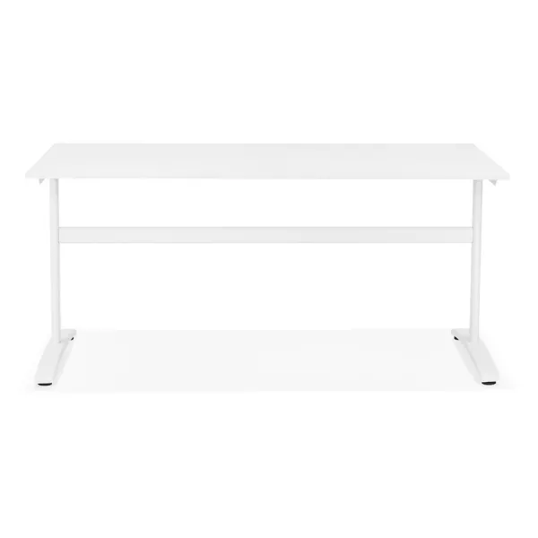 Bureau droit en bois pieds blanc SONA (160x80 cm) (blanc)