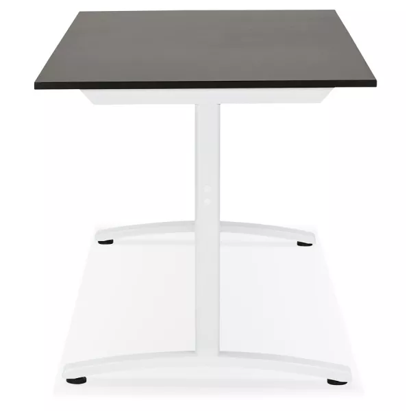 Bureau droit en bois pieds blanc SONA (160x80 cm) (noir)