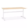 Bureau droit en bois pieds blanc SONA (160x80 cm) (finition naturelle)