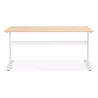 Bureau droit en bois pieds blanc SONA (160x80 cm) (finition naturelle)