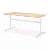 Bureau droit en bois pieds blanc SONA (160x80 cm) (finition naturelle)