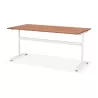 Bureau droit en bois pieds blanc SONA (160x80 cm) (finition noyer)