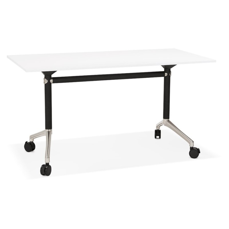 SAYA black-footed wooden wheely table (140x70 cm) (white) to associate with Vintage Contemporary Design Desk For A Retro Touch