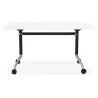 SAYA black-footed wooden wheely table (140x70 cm) (white) to associate with Contemporary Design Rattan Desk For A Natural Style