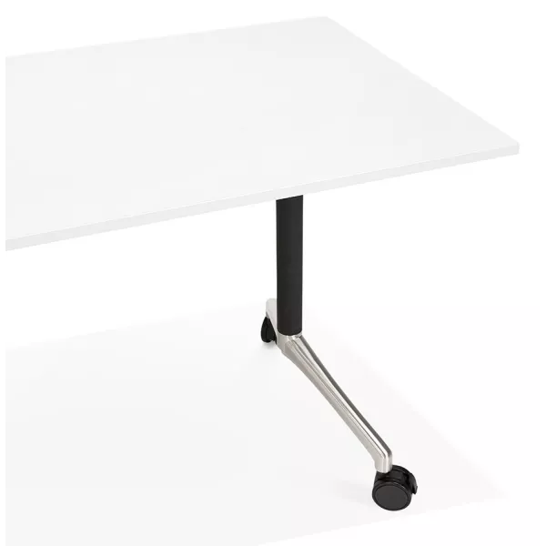 SAYA mesa de tarima de madera de patas negras (140x70 cm) (blanco) asociarse con Oficina de diseño de jardines contemporánea y r