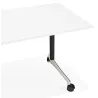 SAYA black-footed wooden wheely table (140x70 cm) (white) to associate with Contemporary Design Rattan Desk For A Natural Style