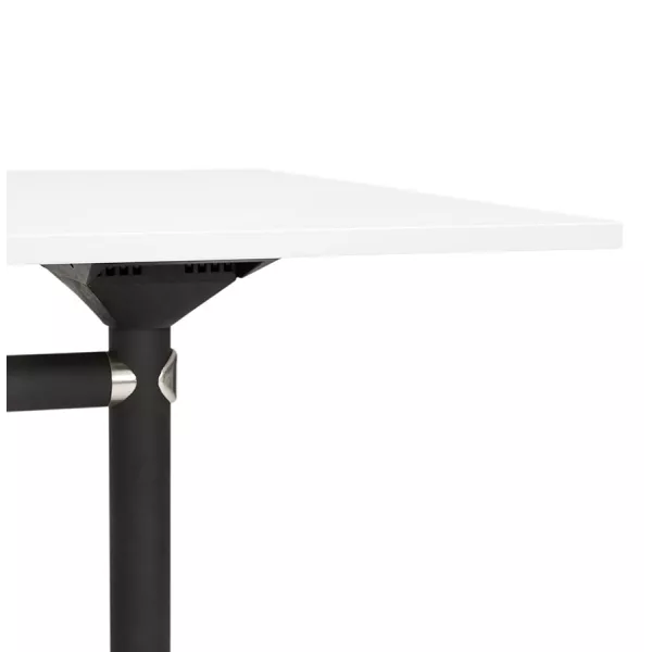 SAYA mesa de tarima de madera de patas negras (140x70 cm) (blanco) asociarse con Oficina de diseño contemporáneo escandinavo con