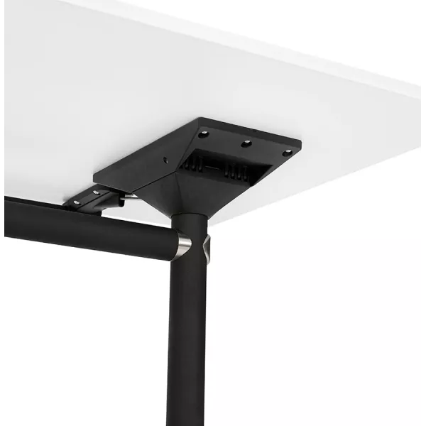 Table pliante sur roulettes en bois pieds noirs SAYA (140x70 cm) (blanc) à associer à Bureau Design Contemporain En Rotin Pour U