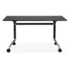 Table pliante sur roulettes en bois pieds noirs SAYA (140x70 cm) (noir)