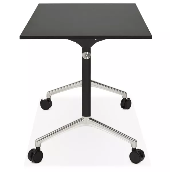 Table pliante sur roulettes en bois pieds noirs SAYA (140x70 cm) (noir)