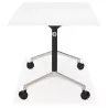 Table pliante sur roulettes en bois pieds noirs SAYA (160x80 cm) (blanc)