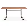 Table pliante sur roulettes en bois pieds noirs SAYA (160x80 cm) (finition noyer)