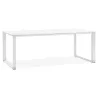 Bureau droit design en bois pieds blanc BOUNY (200x100 cm) (blanc)