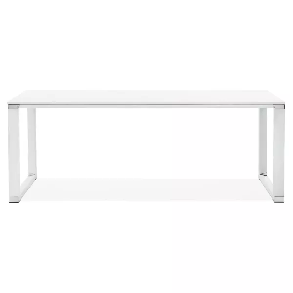 Bureau droit design en bois pieds blanc BOUNY (200x100 cm) (blanc)