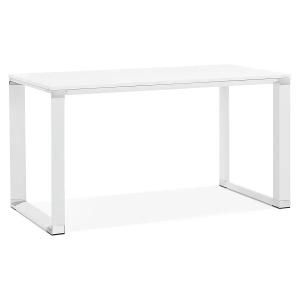 Bureau droit design en bois pieds blanc BOUNY (140x70 cm) (blanc)