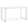 Bureau droit design en bois pieds blanc BOUNY (140x70 cm) (blanc)