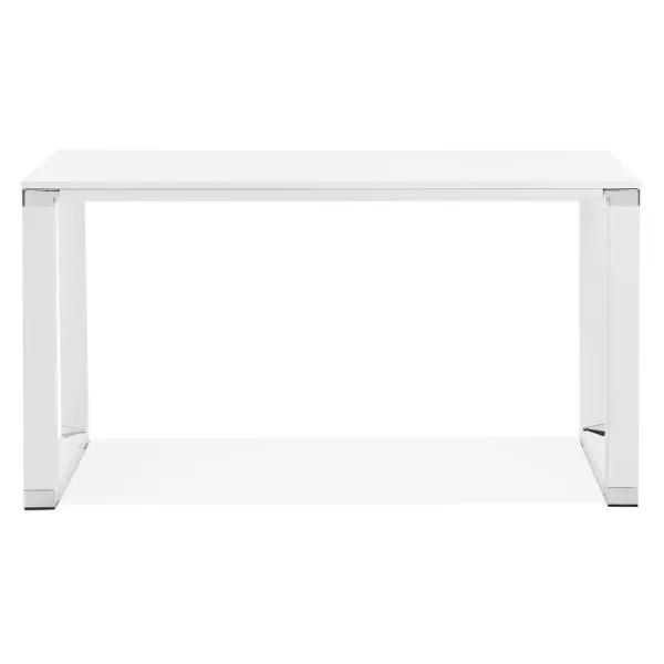 Bureau droit design en bois pieds blanc BOUNY (140x70 cm) (blanc)