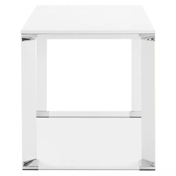 Bureau droit design en bois pieds blanc BOUNY (140x70 cm) (blanc)