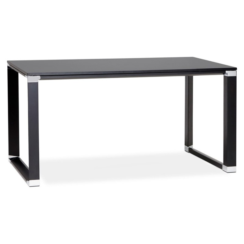 Bureau droit design en bois pieds noirs BOUNY (140x70 cm) (noir)