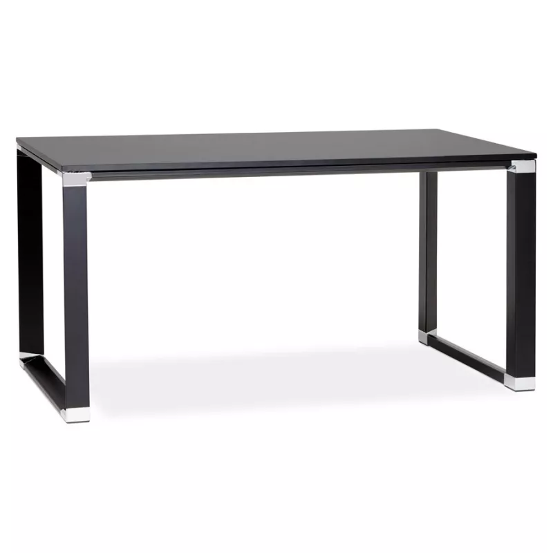 Bureau droit design en bois pieds noirs BOUNY (140x70 cm) (noir)