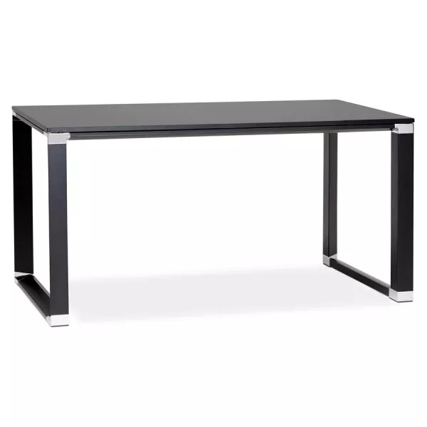 Bureau droit design en bois pieds noirs BOUNY (140x70 cm) (noir)