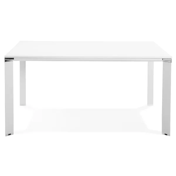 Bureau BENCH table de réunion moderne en bois pieds blanc RICARDO (160x160 cm) (blanc)