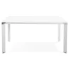 Bureau BENCH table de réunion moderne en bois pieds blanc RICARDO (160x160 cm) (blanc)