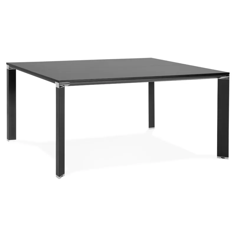 Bureau BENCH table de réunion moderne en bois pieds noirs RICARDO (160x160 cm) (noir)