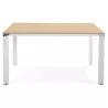 Bureau BENCH table de réunion moderne en bois pieds blancs RICARDO (140x140 cm) (naturel)