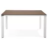 Bureau BENCH table de réunion moderne en bois pieds blancs RICARDO (140x140 cm) (noyer)