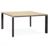 Bureau BENCH table de réunion moderne en bois pieds noirs RICARDO (140x140 cm) (naturel)