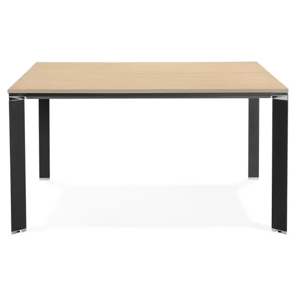 Bureau BENCH table de réunion moderne en bois pieds noirs RICARDO (140x140 cm) (naturel)