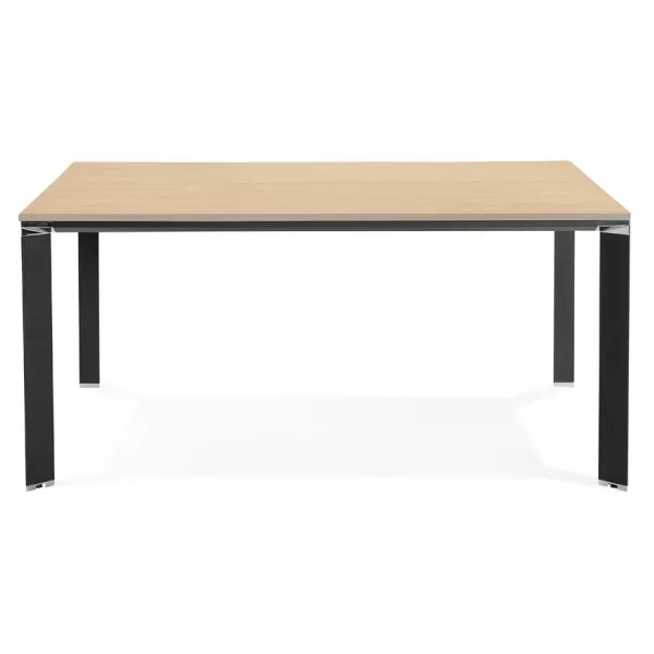 Bureau BENCH table de réunion moderne en bois pieds noirs RICARDO (160x160 cm) (naturel)