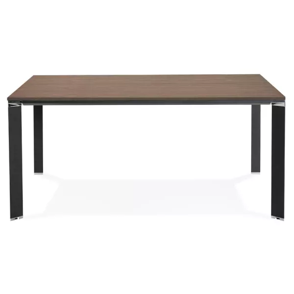 Bureau BENCH table de réunion moderne en bois pieds noirs RICARDO (160x160 cm) (noyer)