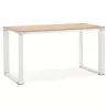 Bureau droit design en bois pieds blancs BOUNY (140x70 cm) (naturel)