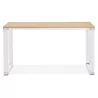 Bureau droit design en bois pieds blancs BOUNY (140x70 cm) (naturel)