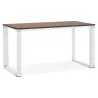 Bureau droit design en bois pieds blancs BOUNY (140x70 cm) (noyer)