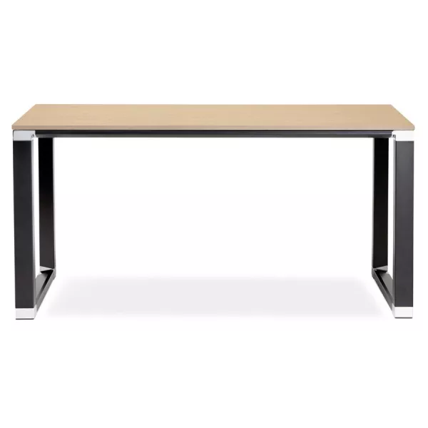 Bureau droit design en bois pieds noirs BOUNY (140x70 cm) (naturel)