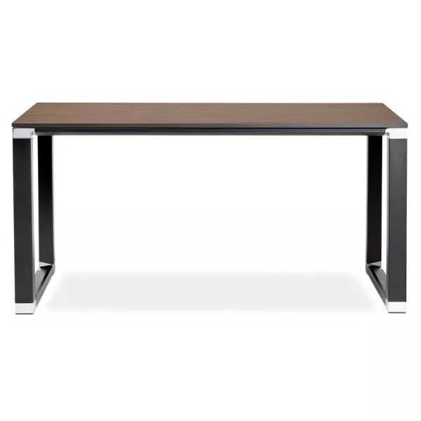 Bureau droit design en bois pieds noirs BOUNY (140x70 cm) (noyer)