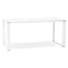 Bureau droit design en verre trempé pieds blancs BOIN (140x70 cm) (blanc)