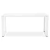 Bureau droit design en verre trempé pieds blancs BOIN (140x70 cm) (blanc)