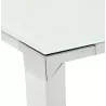 Bureau droit design en verre trempé pieds blancs BOIN (140x70 cm) (blanc)