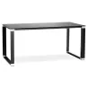 Bureau droit design en verre trempé pieds noirs BOIN (140x70 cm) (noir)