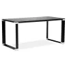 Bureau droit design en verre trempé pieds noirs BOIN (140x70 cm) (noir)