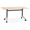 Table pliante en bois pieds noirs SAYA (140x70 cm) (finition naturelle)